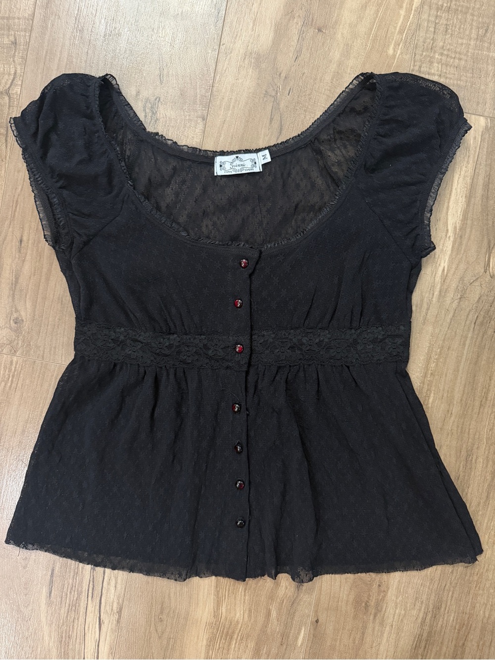 Y2K Black Lace Babydoll top Whimsygoth - Medium